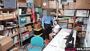 Officer rips clothes fucks burglar teen doggystyle in shop after blackmail threats.