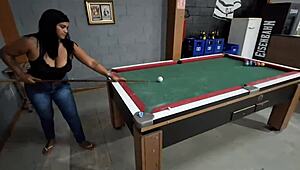 she lost pool game but won big cock creampie pounding in her wet pussy quickie