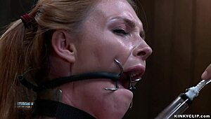 wanna see this shackled gagged slut choke on deepthroat in red stockings while bound?