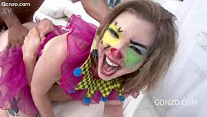 ella nova sucks monster bbc deepthroat in clown costumes gangbang facial cumshot 🤡🍆💦