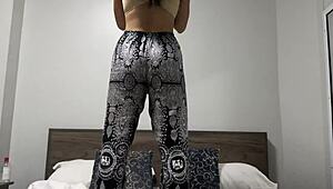 Nice fine curvy asian teen girlfriend ass pov workout in thong panties student view