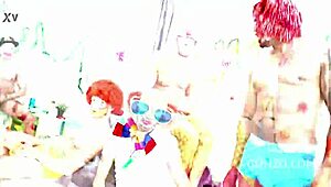 ella nova sucks monster bbc deepthroat in clown costumes gangbang facial cumshot 🤡🍆💦