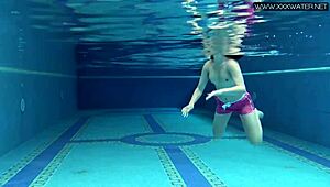 lady dee shy czech teen intriguing pool swim