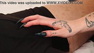 sexy british goth latex femdom ties teases with fishnets blue eyes long hair domination bedroom