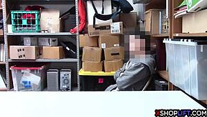 busty milf guard feels shoplifter's throbbing cock during sneaky inspection