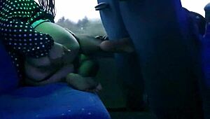 doesn't this hot brunette milf's juicy big tits tempt you on the bus??