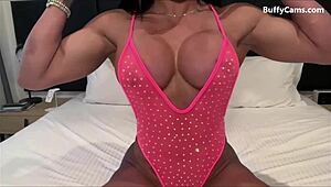 exotic fbb flexes her massive muscular physique