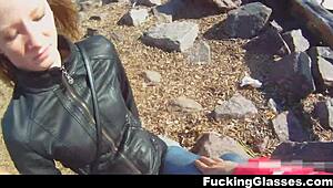Fucking Glasses Beach Teen 18+ Coed Grabs Casual Sex Cumshot in Mall Shop Hardcore Blowjob!