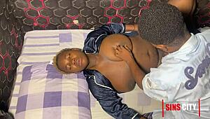 Nigerian BBW milf bends for ebony cock doggystyle pounding