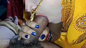 indian bride teases hubby with dirty bedroom creampie talk