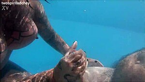 holiday pool threesome explodes with milf and brunette deepthroating monster cocks before juicy pussy licking and doggystyle pounding