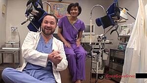 i'm the brunette nurse in latex gloves givin patient humiliation spreadin ass n tits