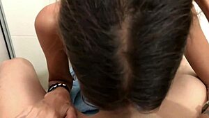 Sexy thin latina college chica deepthroats big cock in homemade interracial workout