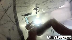 Abigail Shaves Her Shaved Pussy Smooth Right in the Steamy Shower Quick!