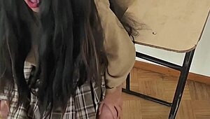 Petite Latina Schoolgirl Pulls Skirt Down For Public Classroom Fuck Cowgirl Doggystyle Cum Inside Tight Pussy Homemade