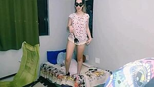 naughty skinny teen student plays with tight pussy so fun!!