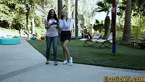 Blonde Babe Rides Massive Cock Bent Over Doggystyle