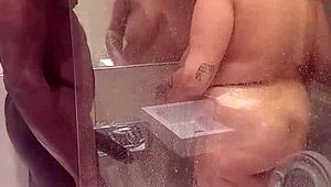 rosina's gagging on tony's thick cock in the shower 😩💦... damn steamy suck-off