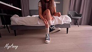 i get sweet creampie as curly model in fetish sneakers