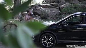 wanna see this guy stretch his stepsons tiny titted gf ass outdoors with deep anal?