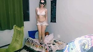 naughty skinny teen student plays with tight pussy so fun!!