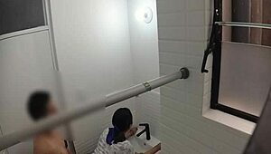 Bent Over BATHROOM Fuck SPYING On Cute College TEEN Riding Lover DOGGYSTYLE