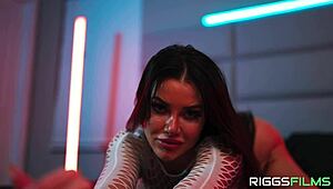 Watch Savanah Storm's Huge Oiled Tits Bounce on Monster Cock!