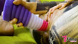 Alternative hippie tattooed teen stuffs toys in small titted skinny pussy moaning sloppy first time.