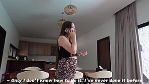 stepsister sneaks a suck on boyfriend's cock before i do it first