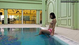 lady dee shy czech teen intriguing pool swim