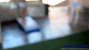 SHEY HOLMES AND TWO EBONY COEDS NAKED PUBLIC CORNHOLE LESBIAN FUN!