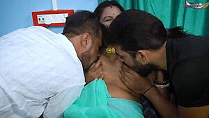 oh god desi mallu bhabi gets pounded hard by two debars in double penetration threesome