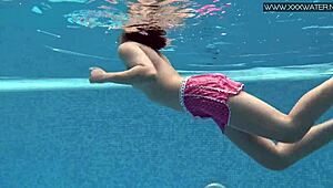 lady dee shy czech teen intriguing pool swim