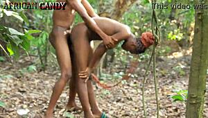 African Ebony Chubby Bent Over Doggystyle in Forest Sex Tour