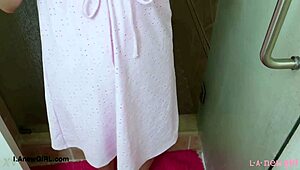 Pretty asian teen 18+ strips naked in shower for daddy pov solo petite photoshoot massage