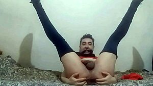 Sofi Vice's slutty anal toy addiction with dildo ripping clothes stockings heels ass shaking spanking in bed