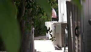 Slutty teen Hazel Moore invites BBC workman inside for hardcore pussy licking cowgirl and bent over fucking