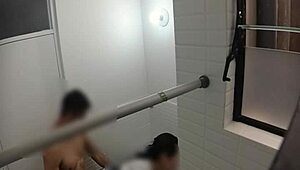 Bent Over BATHROOM Fuck SPYING On Cute College TEEN Riding Lover DOGGYSTYLE