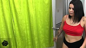 Huge cock dominates curvy Colombian stepsis in shared room domination play