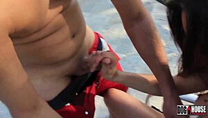 brazilian sandy cortez takes outdoor anal facial cumshot on natural tits