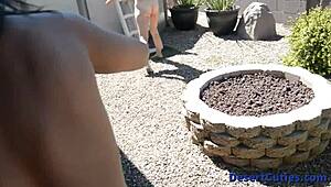 SHEY HOLMES AND TWO EBONY COEDS NAKED PUBLIC CORNHOLE LESBIAN FUN!