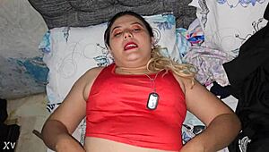 Latina Blonde Spits On Huge 14 Inch Cock Head Licking Sucking