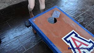 SHEY HOLMES AND TWO EBONY COEDS NAKED PUBLIC CORNHOLE LESBIAN FUN!