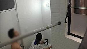 Bent Over BATHROOM Fuck SPYING On Cute College TEEN Riding Lover DOGGYSTYLE