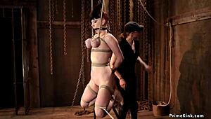 two ebony slaves hogtied gagged choked roughly in bdsm scenes 😩⛓️