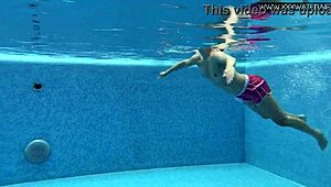 lady dee shy czech teen intriguing pool swim