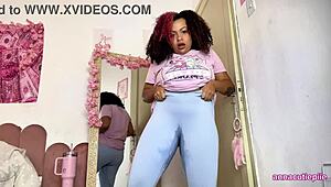 chubby ebony's big ass shakes in desperate pee accident clip