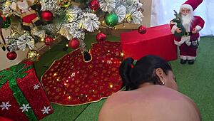 Hey stepmom didn't you want this perverted Christmas milf sex with big tits ass fucking?