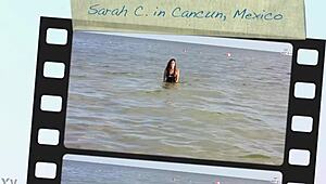sarah c rocks malibu strings bikini tank dress in mexico teasing her mexican curves bikini style?