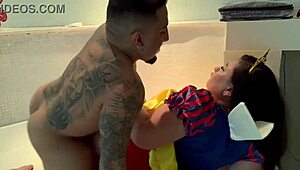 Snow White's Greedy Ass Gulps Hung Dwarf's Thick Cock Cowgirl!